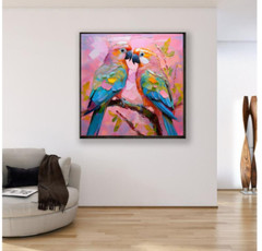 ORIGINAL Oil PAINTING on Canvas Parrot 12×12 in Textured Artwork Custom Order