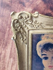 VTG Huldah Cherry Jeffe 1950s Framed Art Portrait Woman MCM Hollywood Regency Fr