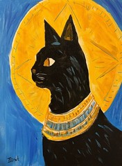Original Egyptian Cat Painting Ancient Egypt Art 11×14 Acrylic Canvas