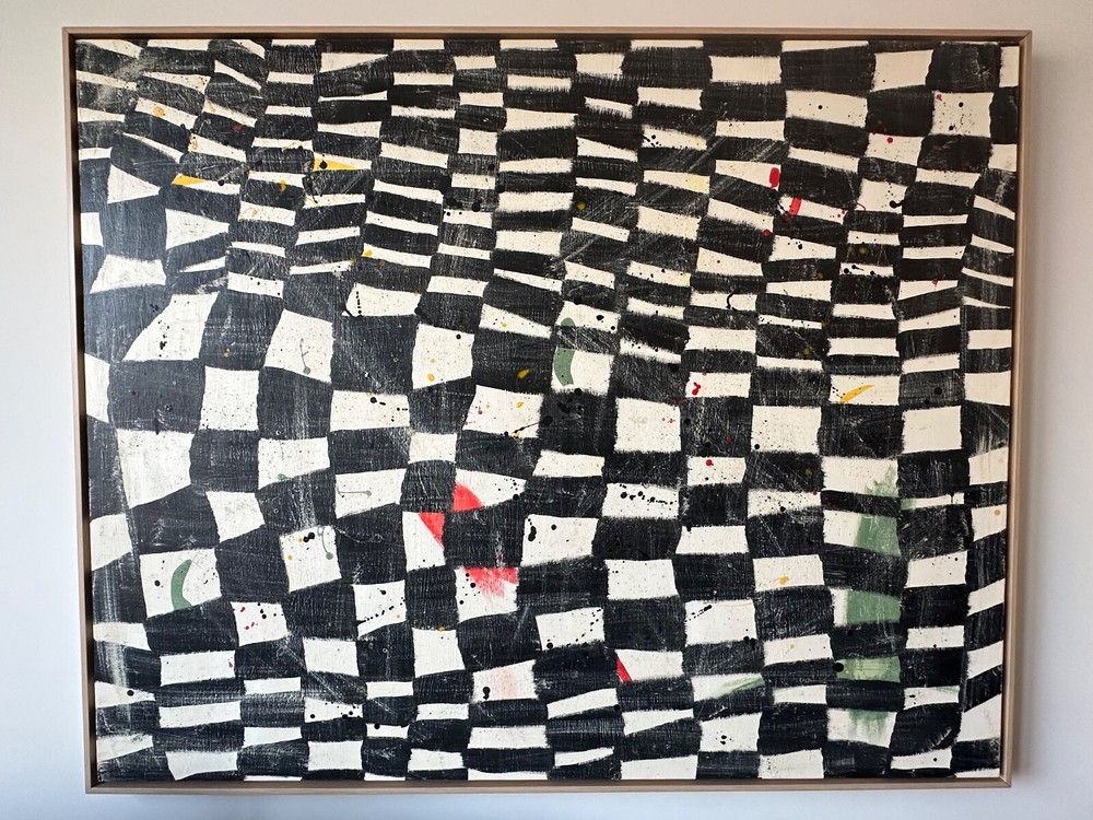 48x60in Acrylic on Canvas by NYC Contemporary Artist with Maple Floating Frame