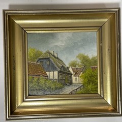 Danish Oil Painting Lyngby Denmark Landscape Original Art Signed Vintage Framed