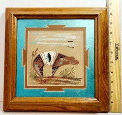 Native American „This is a Bear“ Sand Painting by Dave-10 1/2″ Square-5 1/2″