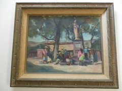 VINTAGE AMERICAN REGIONALISM PAINTING MEXICAN STREET SCENE IMPRESSIONISM LARGE