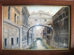 „Bridge of Sighs“ oil painting by Adriano Spilimbergo (1901-1975) LISTED.
