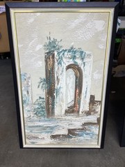 Beautiful Pair of Textured Oil Paintings Undighned 33” x 21” Framed