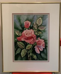 EMEL DONER ORIGINAL FLORAL WATERCOLOR, FRAMED! MATTED! SIGNED! DATED!