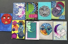 ACEO Original Abstract MOON PHASE SERIES by Veronica Lee/ beks_and _lo