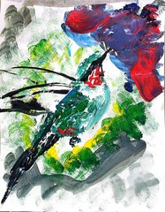 Hummingbird Unique Abstract Expressionism Wall Art Gallery Paper 11×14