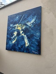 80x80cm oil painting filled Sonja Zeltner-Müller abstract Düsseldorf blue