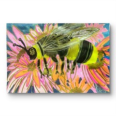 Honeybee Floral Original Abstract 9×12 Watercolor Paper Signed Contemporary