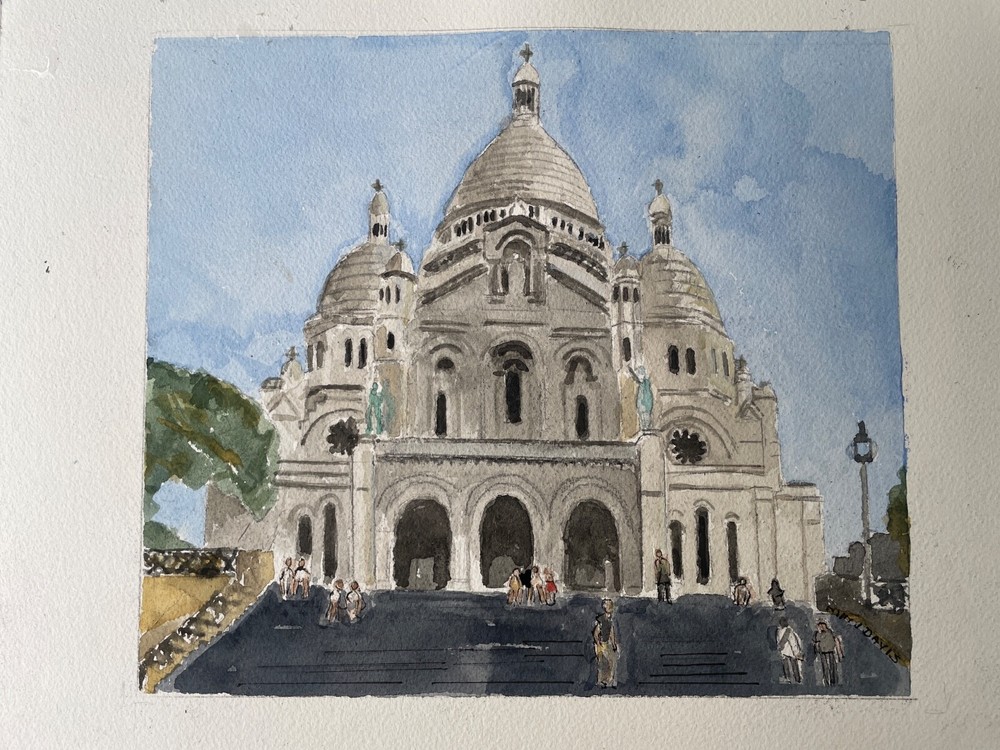 Sacre-Coeur Basilica, Paris, France/Orig W/C / 10″x14″/Mimi Davis, Artist