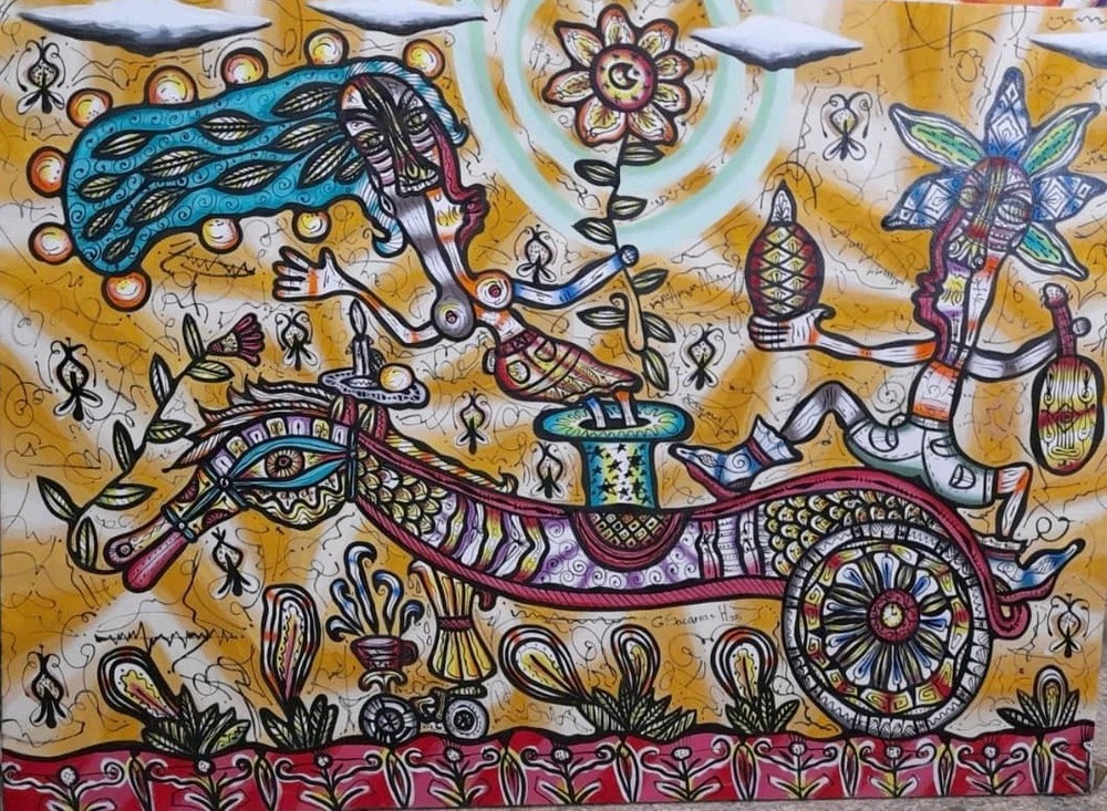 Acrylic/oil /Canvas by Guillermo.socarras cuban Art 125×90 Cm T: Cabalgata