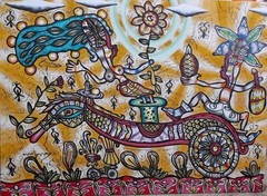 Acrylic/oil /Canvas by Guillermo.socarras cuban Art 125×90 Cm T: Cabalgata