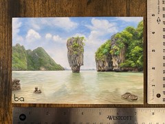Thailand Landscape Painting Khao Phing Khan 4.75×7.25″ Acrylic Original on Wood