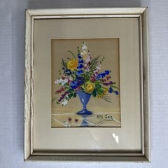 Mabel C Heyde Mimi Joy Original Framed Pastel Floral Bouquet 5X7 In Frame 9×11