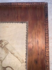 Vintage Bullfighter Painting~Burnt Leather Technique~Wood Mount~Matador~16×13”
