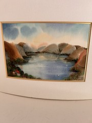 Kagan Watercolor Painting Lake View Israeli Artist 11” X 7”.25