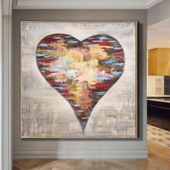 Heart Painting Valentines Day Gift Love Artwork Large Abstract Oil Painting Love