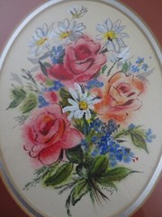 SIGNED Framed & Glass Covered FLORAL BOUQUET Original WATERCOLOR – 10″ x 13″