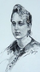 BOOTY CONTE 1989 CRAYON ORIGINAL PORTRAIT OF YOUNG WOMAN,SIGNED ,FRAMED