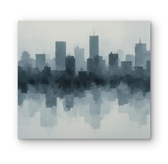 ORIGINAL PAINTING FOGGY CITY SCENE ART 14×11 D.A.S. ARTWORK