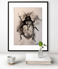 Original Art Beetle 2 9×12 Paper Abstract Painting Expressionism Nature Fine Art