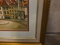 Warsaw Poland Palace Square Watercolor Painting Street Scene Signed Dated 1989
