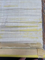 VTG Homemade Folk Window Shade Painting 44”x32” Butterfly Yellow, 1 Of A Kind