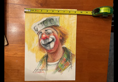 Original Louise Woodroofe clowns Colored Pencil /Pastel Paintings Circus Artwork