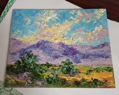 Arizona Original Art Impasto Oil Painting Landscape Desert 9×11″, signed Artist