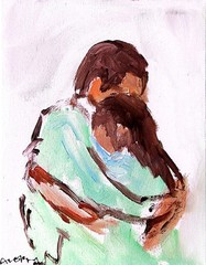 Original Family Love Hug Painting Canvas Neo Expressionist Fine Art Decor 11×14