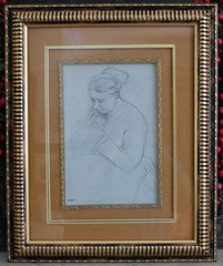 FRAMED EDGAR DEGAS VTG 1970’S PRINT OF THE DRAWING “ WOMAN SEWING 1868-70 „