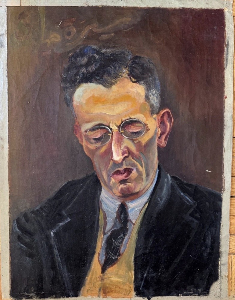 Vintage C.1930s Oil on Canvas Painting of a Man Attrb Jean Schweckler 23 x 17.5