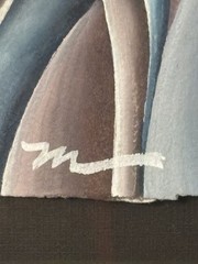 Vintage Oil Painting Original Marian Gaucher Canadian Artist Neo-Cubist Signed