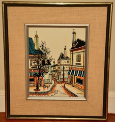 MARVIN CHERNEY Original Vintage Signed MCM Street Gallery Cityscape Oil Painting