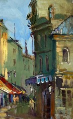 Oil Painting Shadows Of Old Venice Y. Suprunchuk Unframed Original nAAA4268
