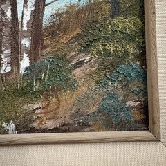 Vintage Landscape Oil Painting Framed & Signed, River Forest Serene Water Scene