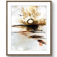 TITA PAINTZ Brown Gold Abstract Sunset Original Painting 9×12 Wall Art