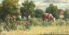 Oil painting Cow Landscape Ukrainian painter original art
