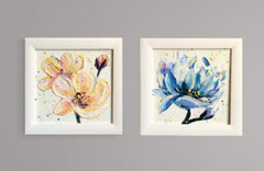 Flower Gallery wall set of 2 wall art Textured painting Framed Original artwork