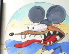 RARE STANLEY MOUSE SIGNED WATERCOLOR RAT FINK EYE ORIGINAL ART ONE OF A KIND