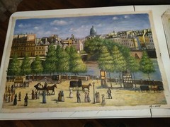 Wharf of Louvre Paris , Monet,Hand Painted, oil on canvas, 24″ x 36″ repro