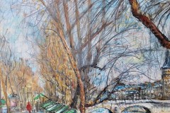 Paris Suburb/Gouache Painting 1995/GARABED MOMDJIAN(1922-2006),Armenian-French