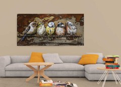 3 Dimensional Cannery Birds Wall Mount Oil Painting on Metal Canvas Figurine