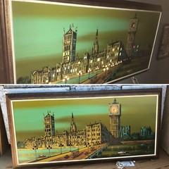 VTG Mid-Century Modern Lighted Carlo of Hollywood Big Ben & Ashbrook Art Work
