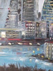 London Painting Cityscape Original Art Gherkin Building Artwork 16 by 20.
