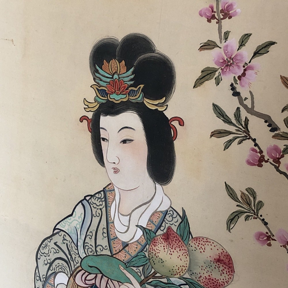Chinese Painting Queen Mother of the West Peaches of Immortality Blossoms Scroll