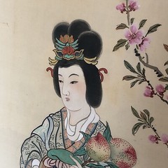 Chinese Painting Queen Mother of the West Peaches of Immortality Blossoms Scroll
