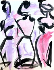 WS original figurative ladies painting 14X11 canvas abstract modern fashion art