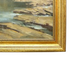 Hudson River School Oil On Canvas Painting Of A River Scene By A. Hirshing C1935